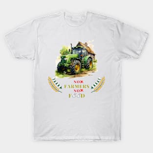 No Farmers No Food with tractor car T-Shirt